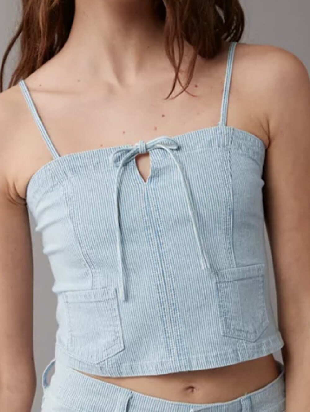American Eagle Cropped Railroad Denim Top